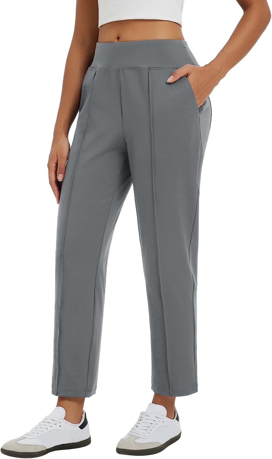 Baleaf Womens Travel Pants Stretch Ankle Golf Pants with Pockets