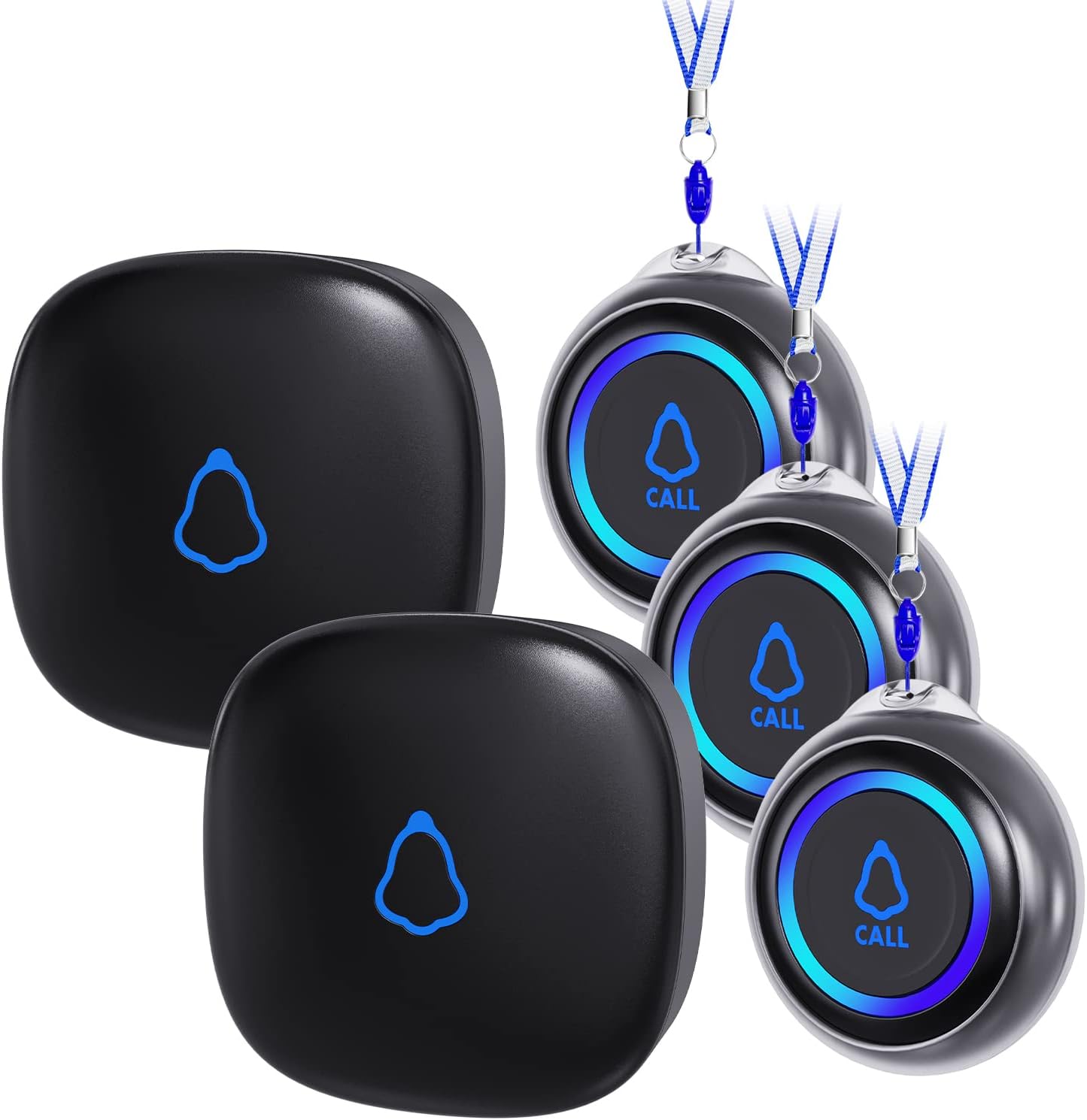 Caregiver Pager for Seniors with 3 SOS Buttons and 2 Receivers