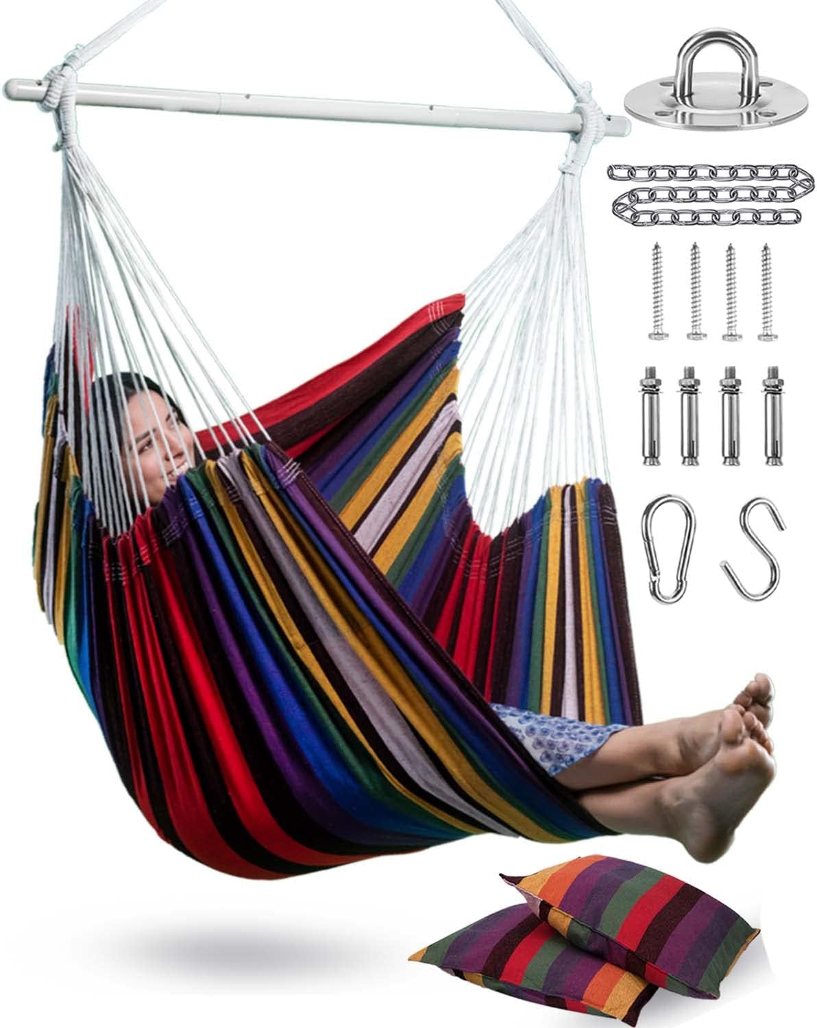 XXL Hammock Chair Swing with Cushions - Perfect for Indoor Outdoor