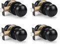 KNOBWELL Black Door Knobs 4 Pack - Passage Interior Non-Locking