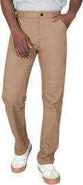 Plaid&Plain Men's Khaki Pants Stretchy Straight Fit (Style Y2FF)