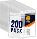 200 Pack ID Badge Holder Vertical - Clear PVC Holders for Lanyards