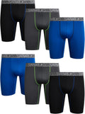 Mens 6 Pack Long Leg Boxer Briefs - 9in Inseam Performance Fit
