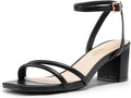 DREAM PAIRS Womens Chunky Strappy Heels - 2.36in Block Heel