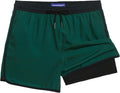 Men's Vintage 80s 90s Swim Trunks - 2-in-1 Quick Dry Shorts