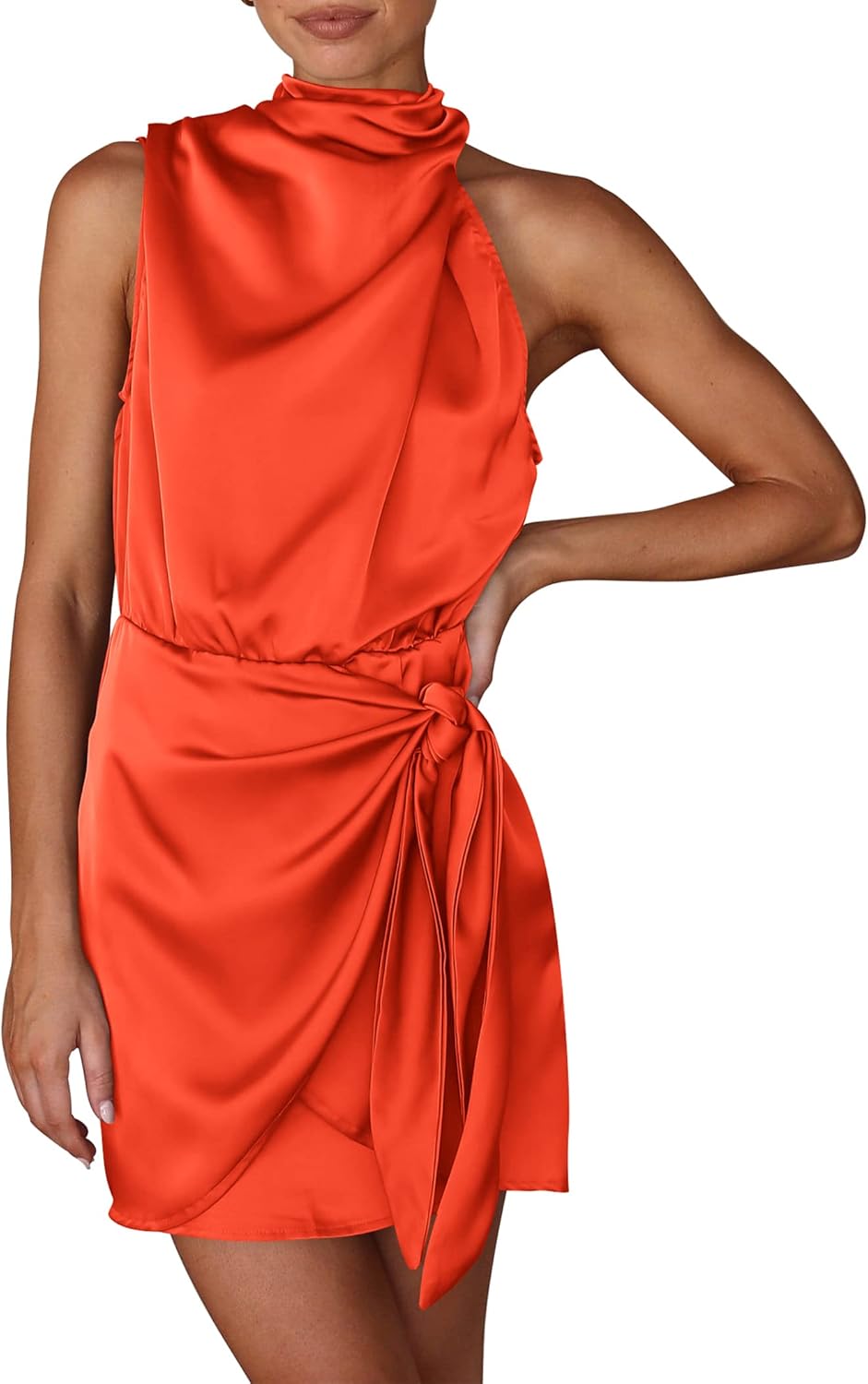 PRETTYGARDEN Women's Short Satin Dress for Summer Parties