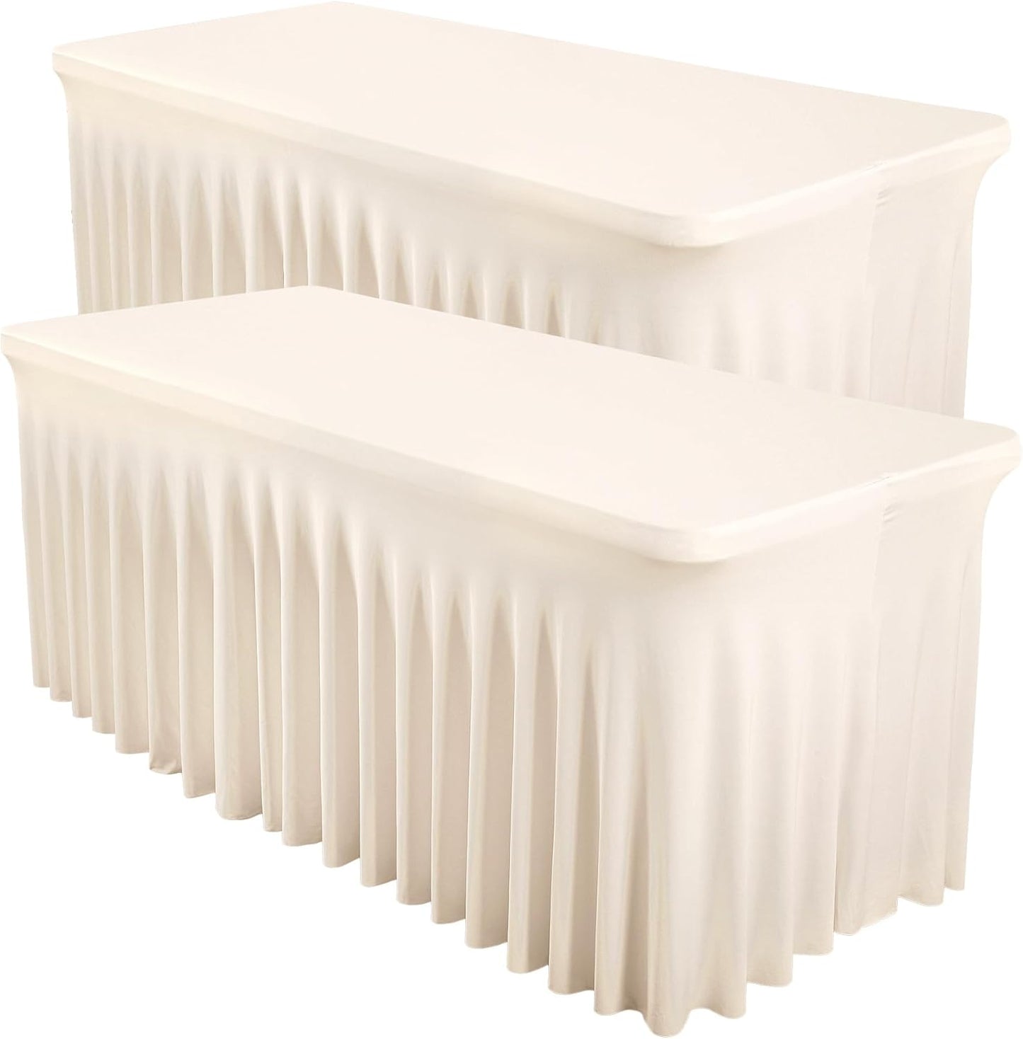 Ivory Spandex Table Covers for 6FT Rectangle Tables - 2 Packs