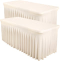 Spandex Table Covers for 8 ft Rectangle Table - Ivory Stretch Fit