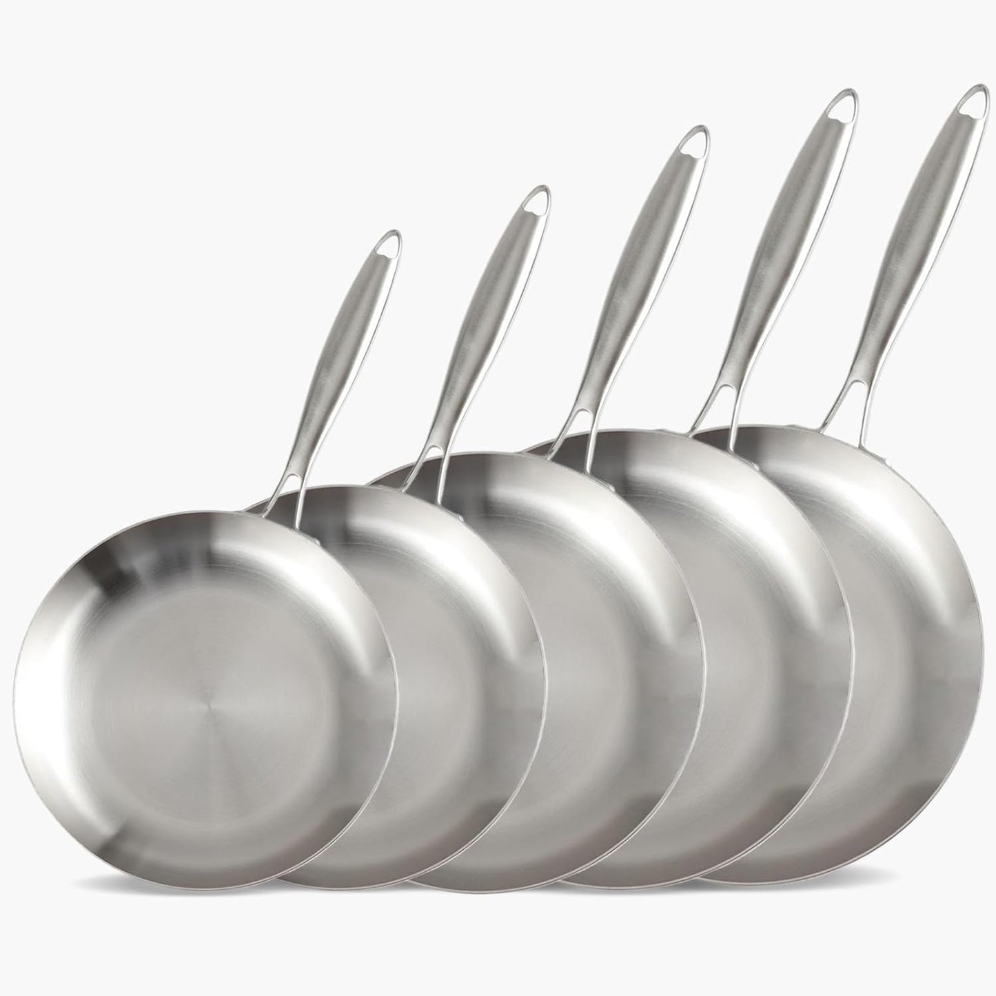 Tri-Ply Stainless Steel Frying Pan Set for Induction Cooking