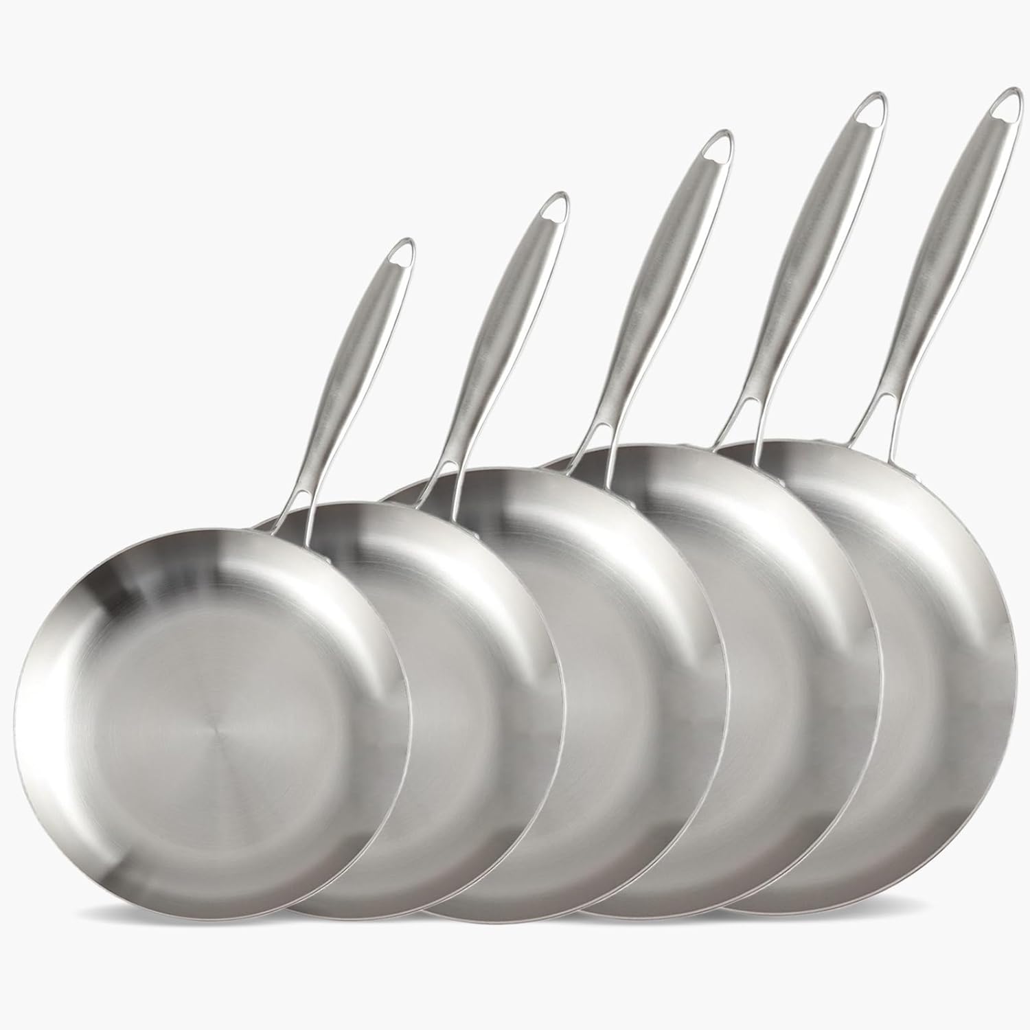 Tri-Ply Stainless Steel Frying Pan Set for Induction Cooking