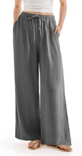 Women Wide Leg Linen Pants High Waisted Palazzo - Soft Summer