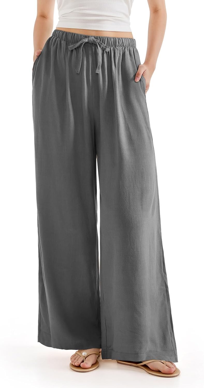 SUUKSESS Women Wide Leg Linen Pants for Summer Comfort