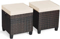 Tangkula 2-Piece Outdoor Patio Ottoman Set - Durable Rattan Footstools