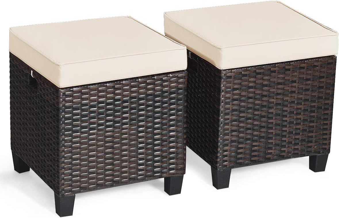 Tangkula 2 Pieces Outdoor Patio Ottoman Set for Comfort & Style