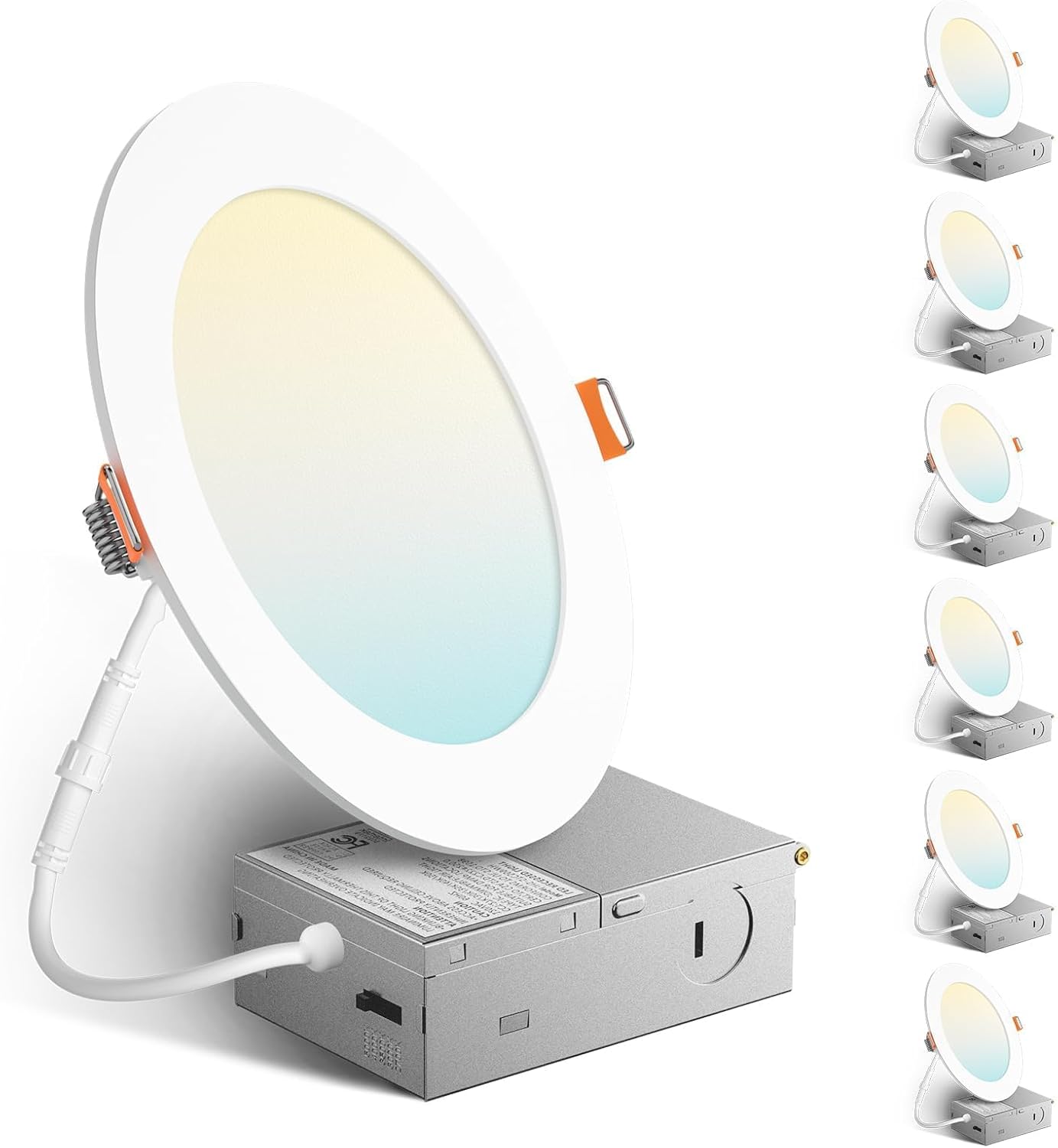 6 Inch 5CCT Ultra-Thin LED Recessed Ceiling Light - 6 Pack