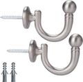 Curtain Holdback Round Head Hooks Set of 2 - Satin Nickel - Sturdy