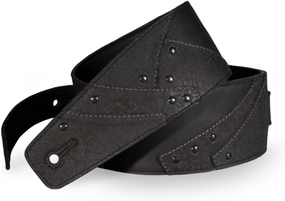 Premium Full Grain Leather Guitar Strap - Carbon Black