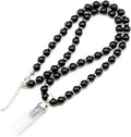 Natural Raw Tourmaline Pendant Black Onyx Beaded Necklace (Style 4LJY)