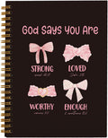 Pink Bow Coquette Notebook - Cute Spiral Bible Journal for Women