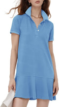 Flygo Womens Polo Dress Short Sleeve Ruffle Golf Tennis Style
