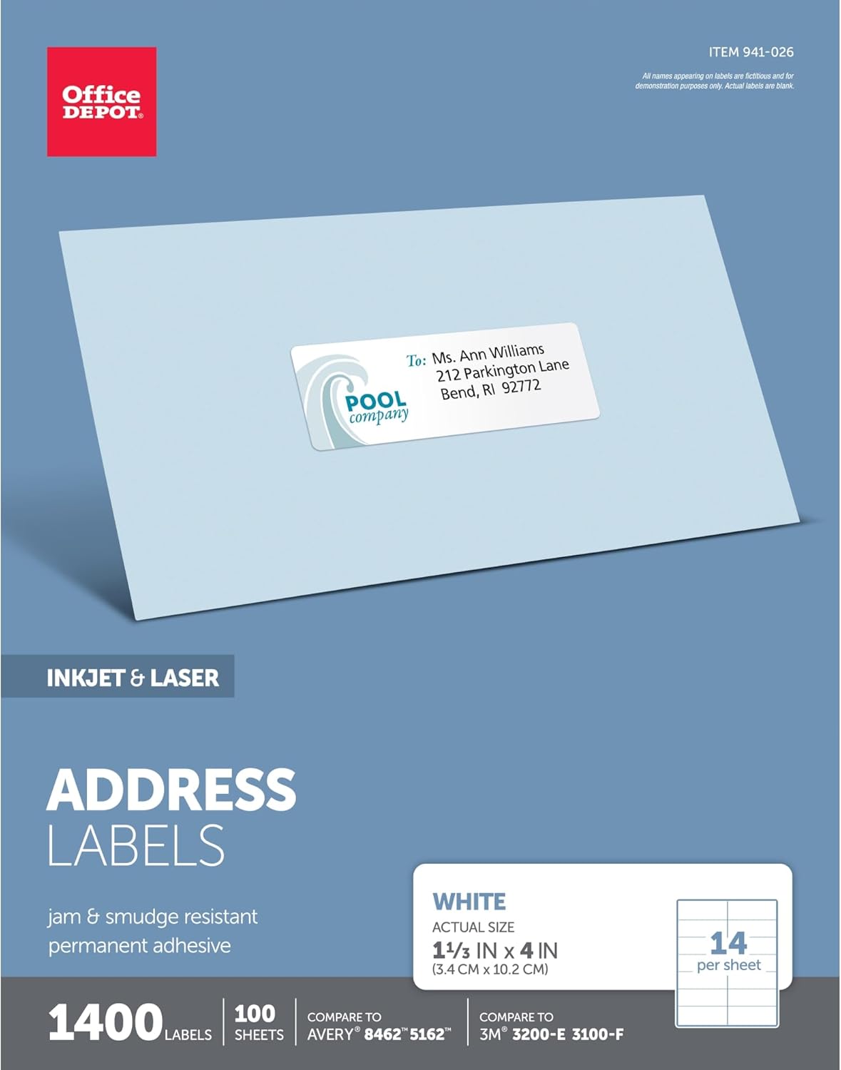 Office Depot 1400 White Address Labels - Inkjet & Laser Compatible