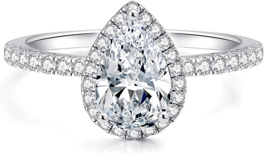 IMOLOVE Solitaire Engagement Rings for Women with Moissanite