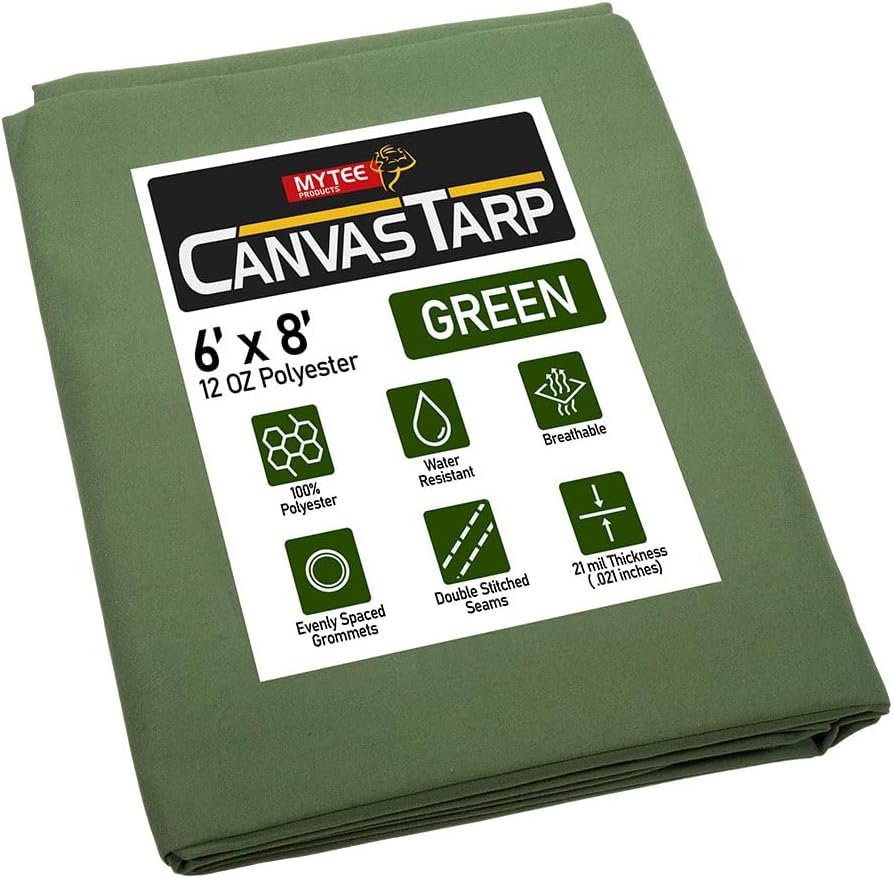 Mytee Products 6ft x 8ft Heavy Duty Water Resistant Canvas Tarp
