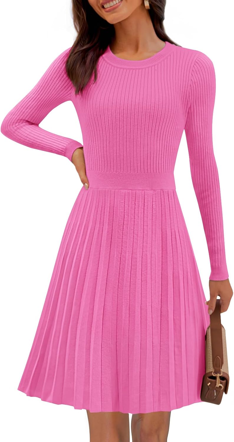 MEROKEETY Women's Long Sleeve Mini Sweater Dress for Fall Style