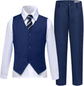 Boys Suit Kids Tuxedo Navy Blue Vest Pants Set - Classic Formal Look