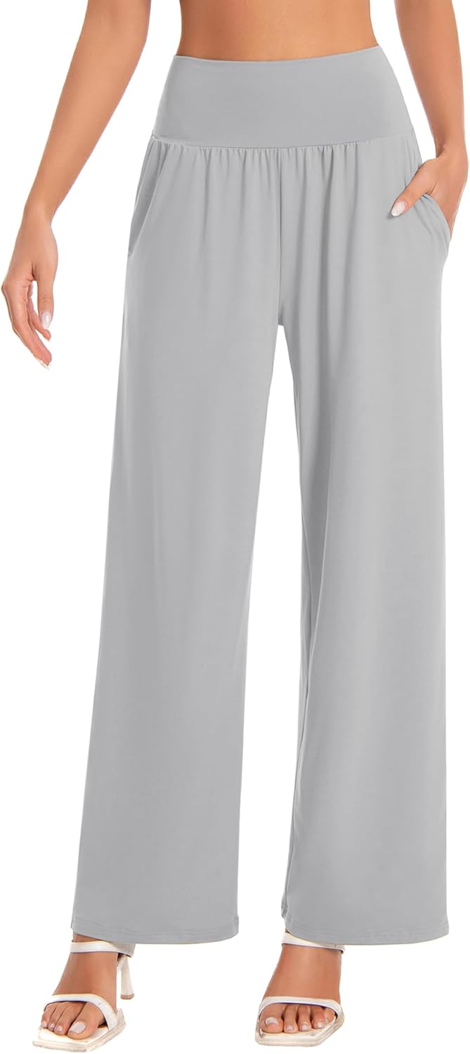 High Waist Wide Leg Yoga Pants for Women by Bubblelime
