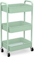 Aqua Green 3-Tier Rolling Metal Storage Organizer - Mobile Utility