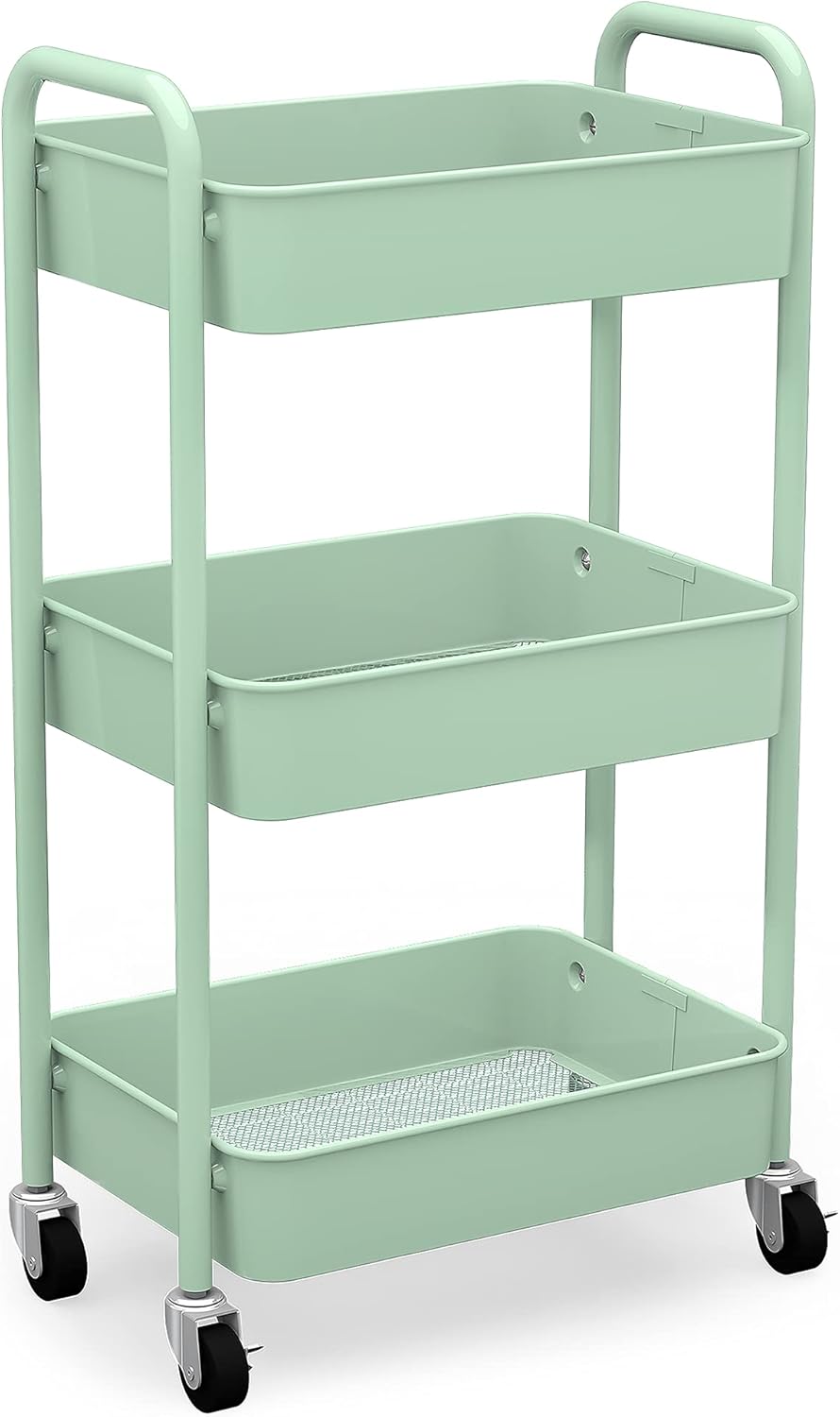 CAXXA 3-Tier Rolling Metal Storage Organizer for Every Room