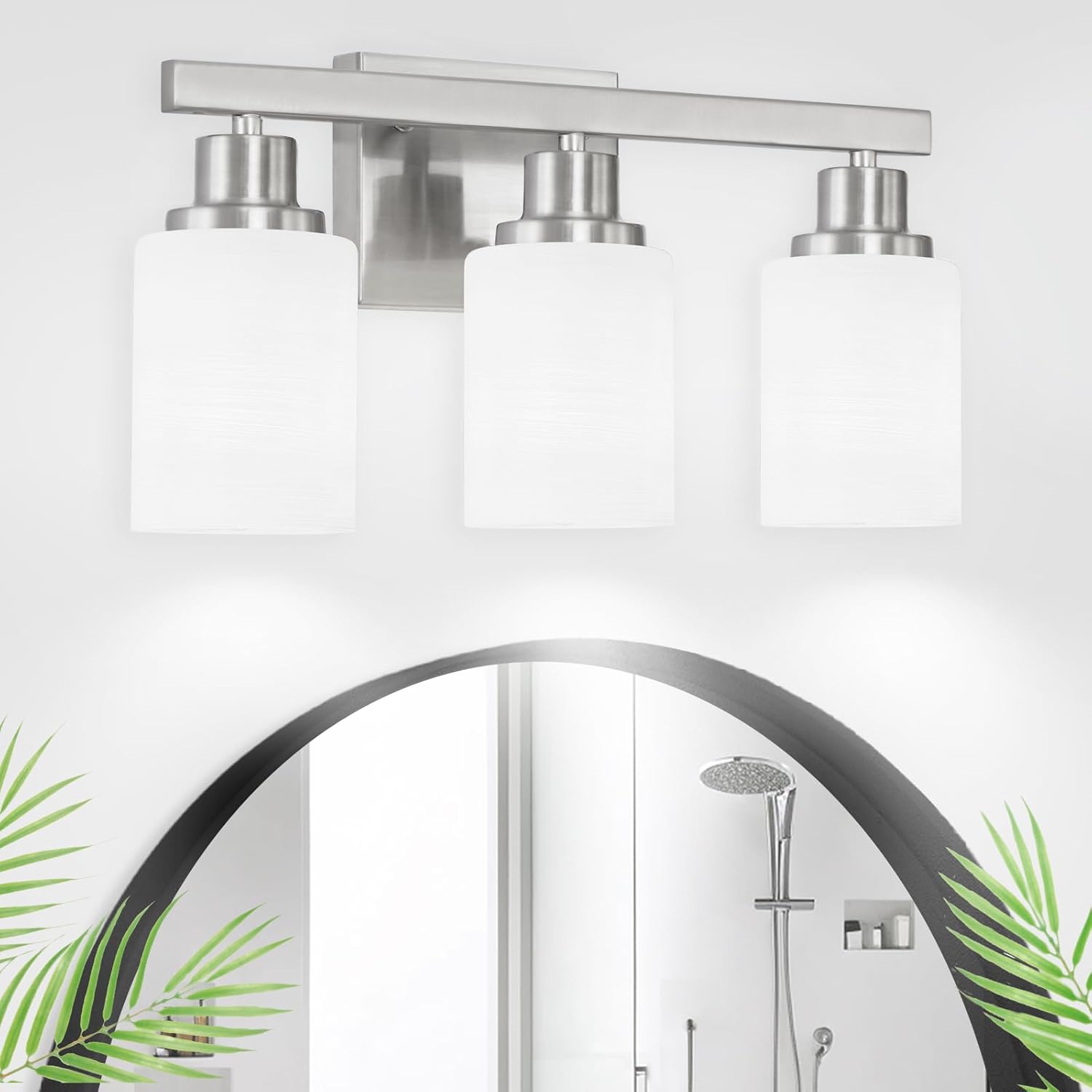 3-Light Nickel Bathroom Vanity Light Fixtures for Modern Spaces