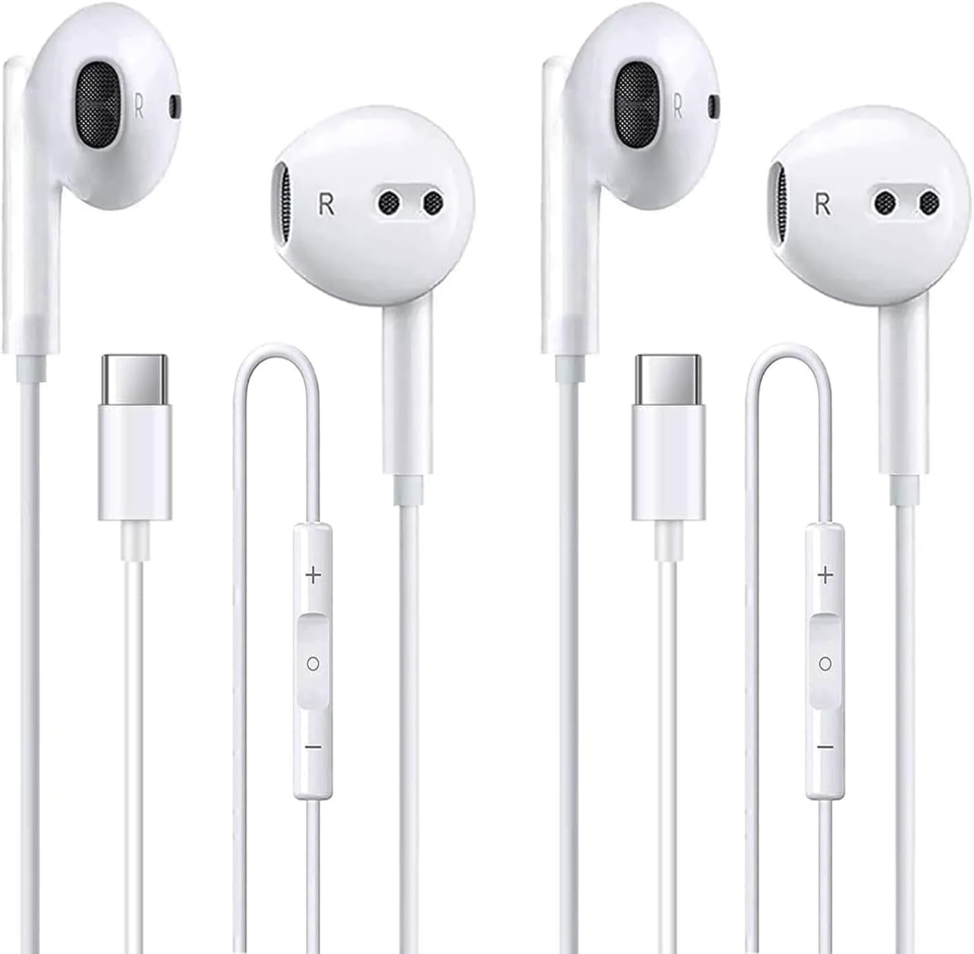 Cianyyee USB C Earphones - HiFi Sound, 2 Pack