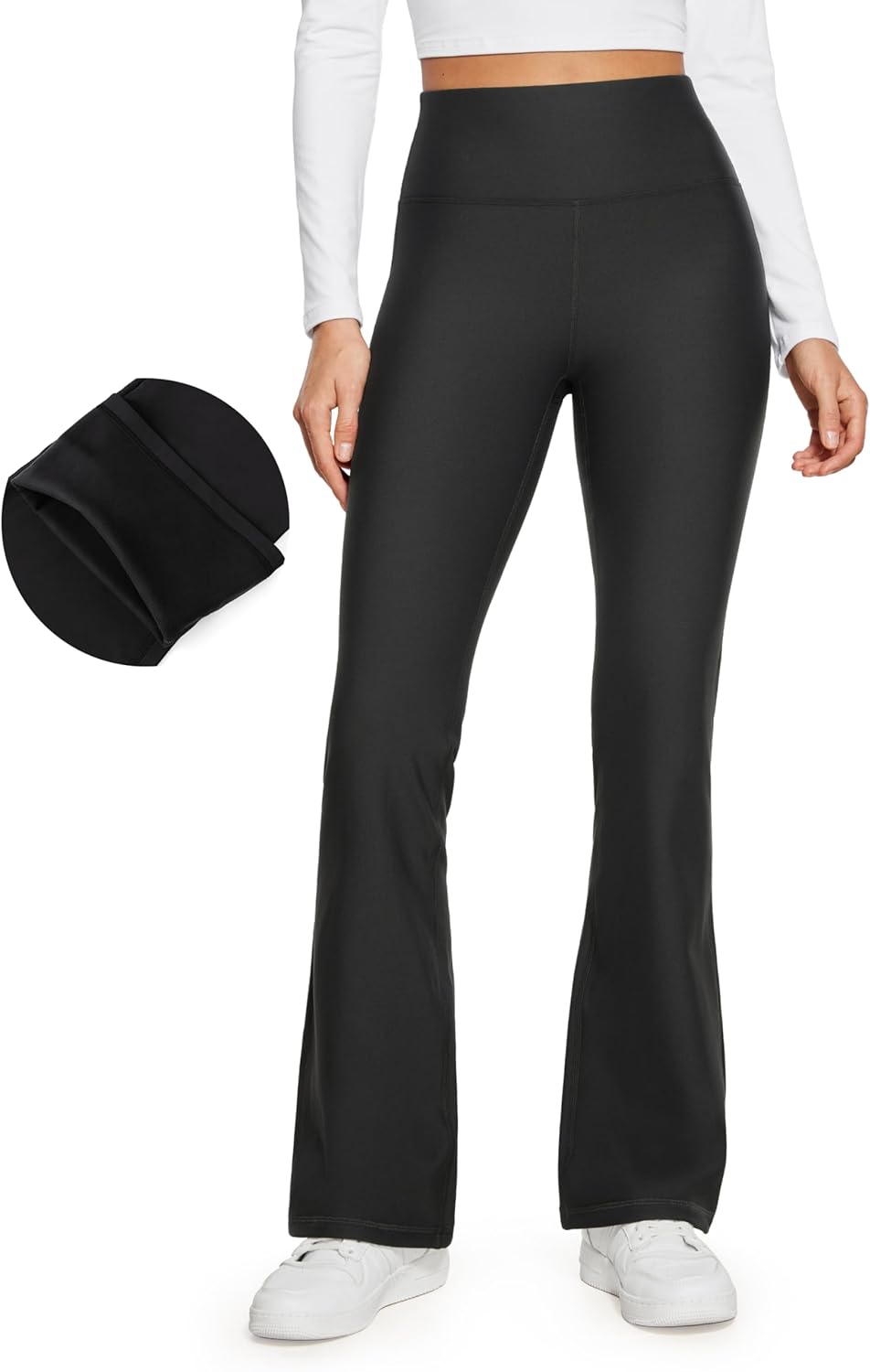 CRZ YOGA Womens Fleece Lined Flare Leggings for Winter Comfort