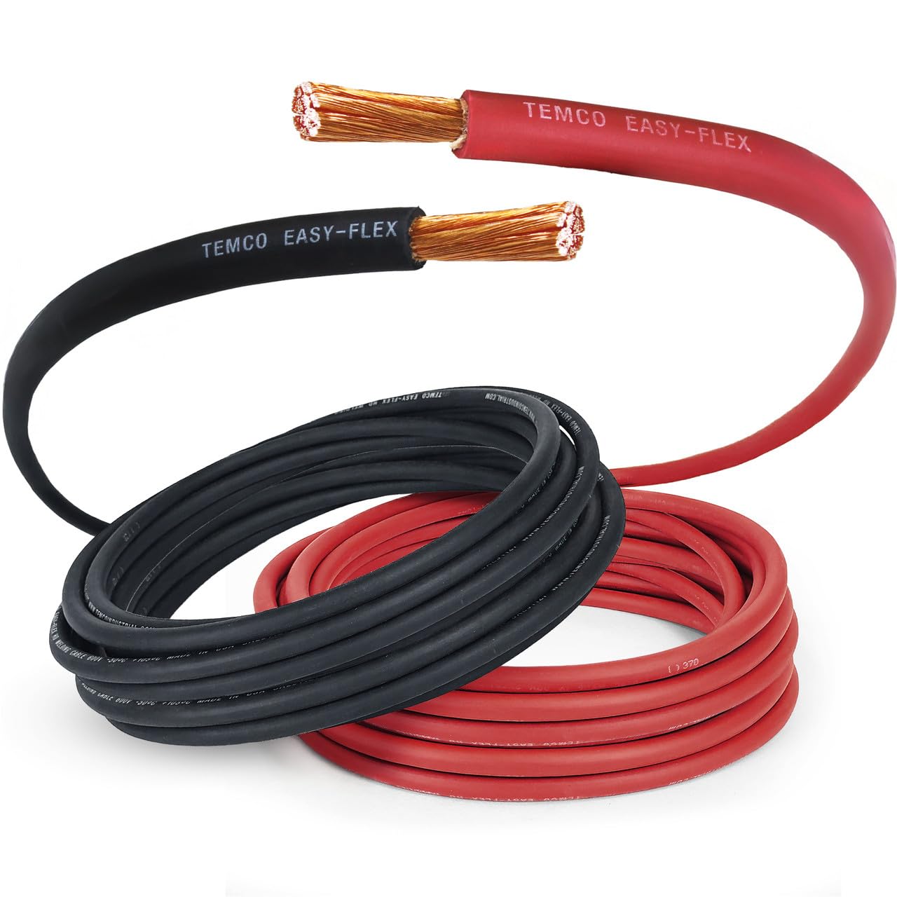 TEMCo 2 Gauge AWG 30 Ft Black and Red Flexible Copper Cable