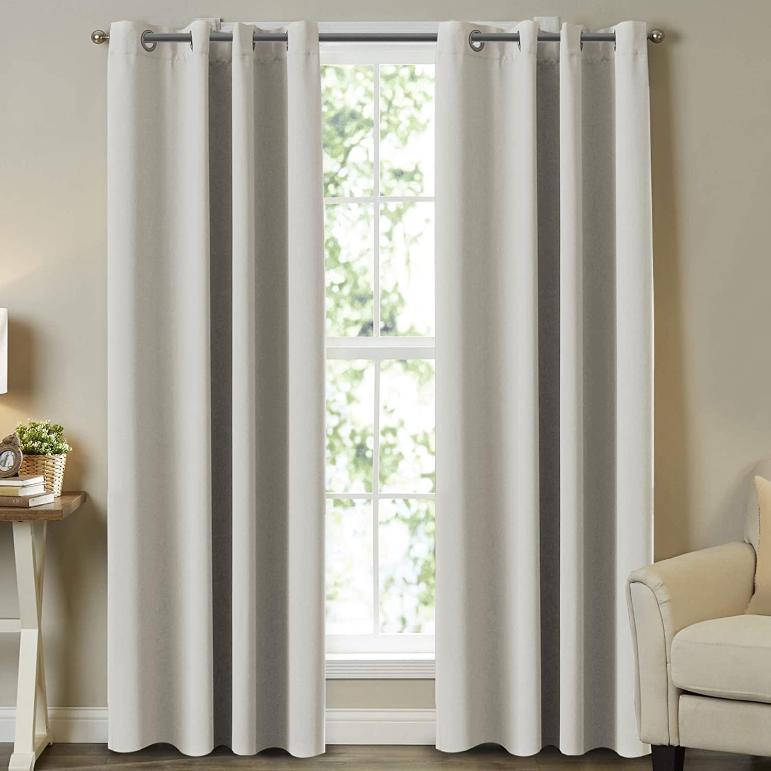 Turquoize Cream Beige Blackout Curtains for Room Darkening
