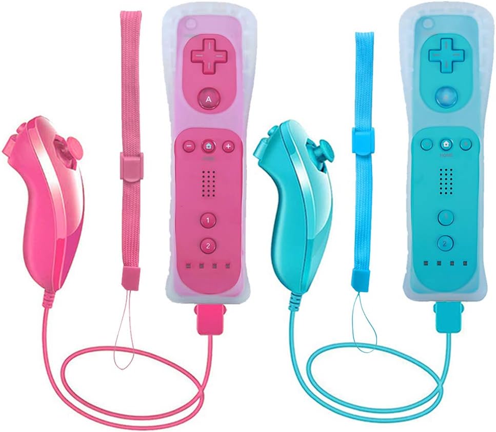 Wii Remote Controller 2 Packs Wireless Game Controllers Pink Blue