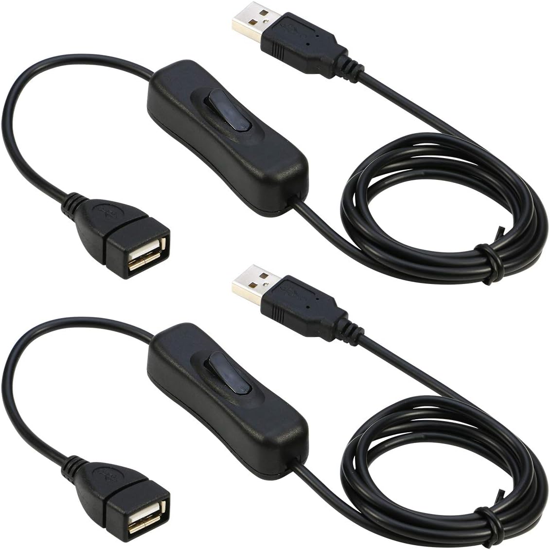 RIITOP USB Extension Cable 2-Pack with ON/OFF Switch - Power Headset, LED Strips