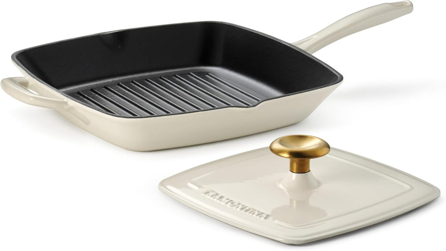 Tramontina Bestow Enameled Cast Iron Grill Pan with Press