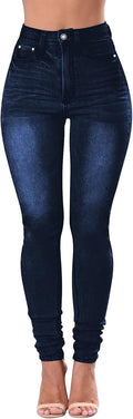 Women's High Waisted Distressed Stretch Jeans - Flattering Fit