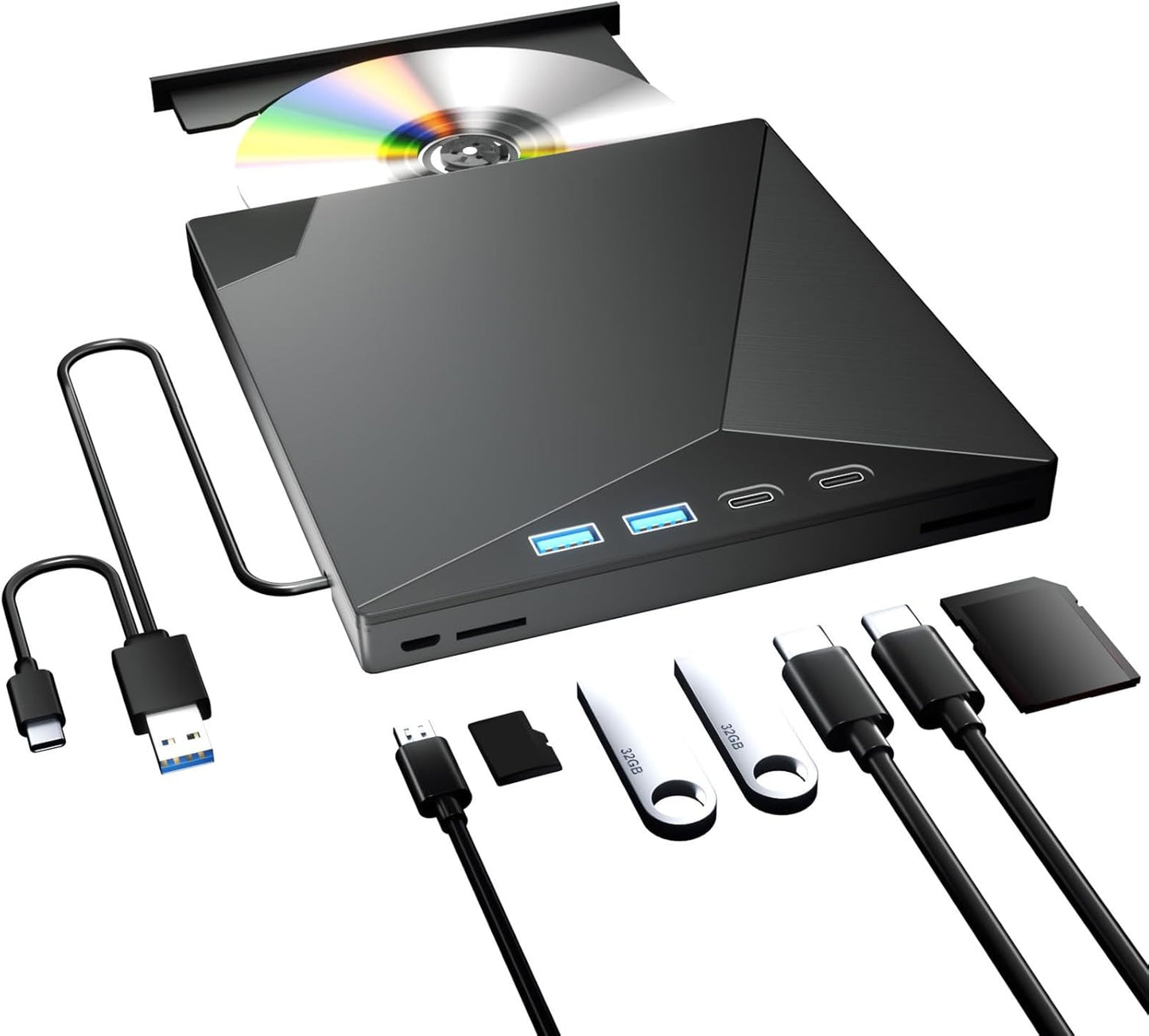 Ultra-Portable 7-in-1 External CD/DVD Drive - Taopjwr