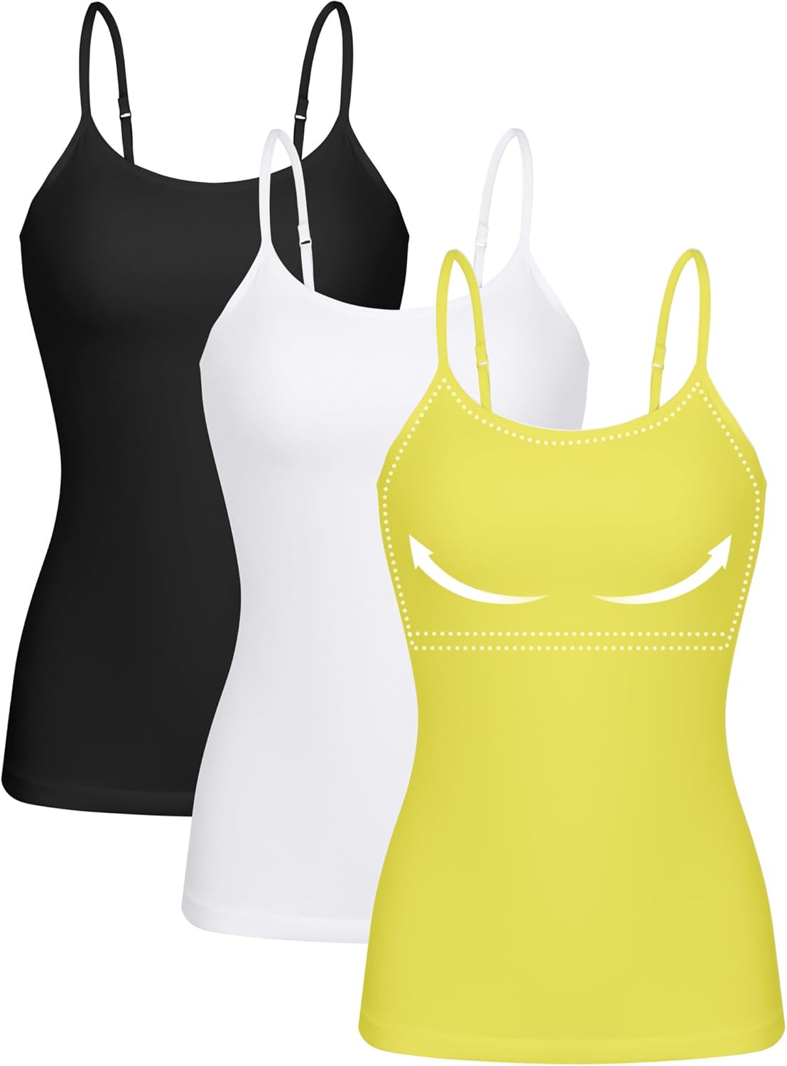 ATTRACO Women 3 Pack Cotton Camisoles with Adjustable Straps