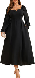 RWJ Long Sleeve Dress for Women Plus Size V Neck Maxi - Elegant Fall