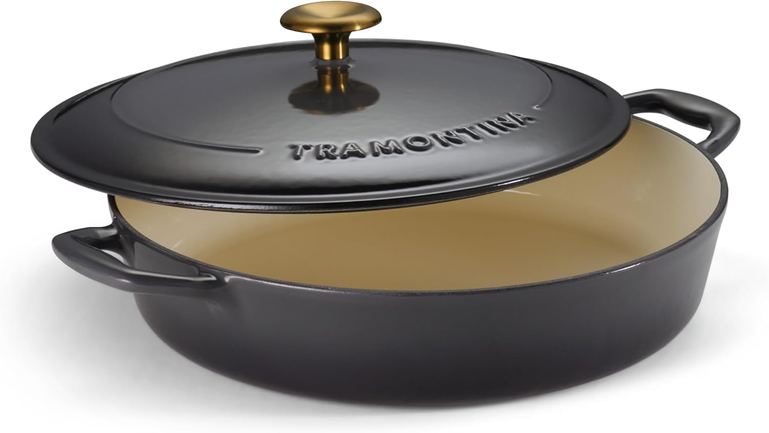 Tramontina Enameled Cast Iron Braiser Pan with Lid, 4-Quart