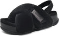 KuaiLu Fuzzy Criss Cross Platform Slippers - Cozy Arch Support