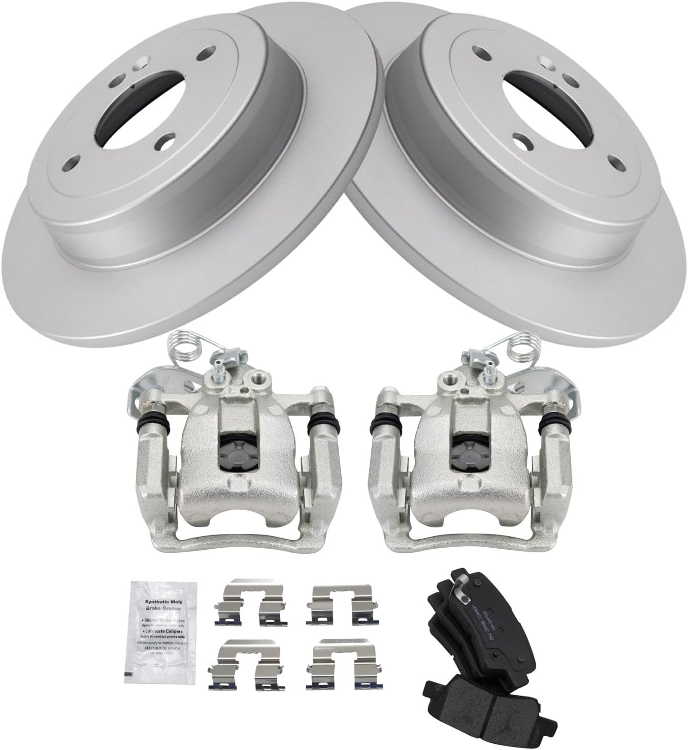 TRQ Rear Brake Pad & Rotor Kit for 2012-2017 Kia Rio Vehicles
