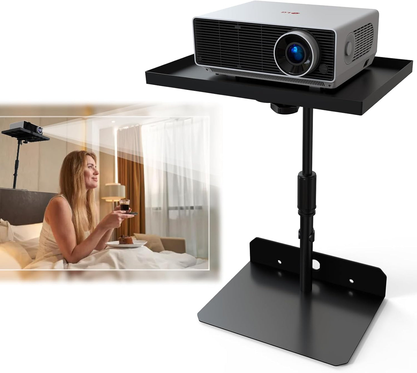Height Adjustable Projector Stand with Hidden Shelf - WEGASTU
