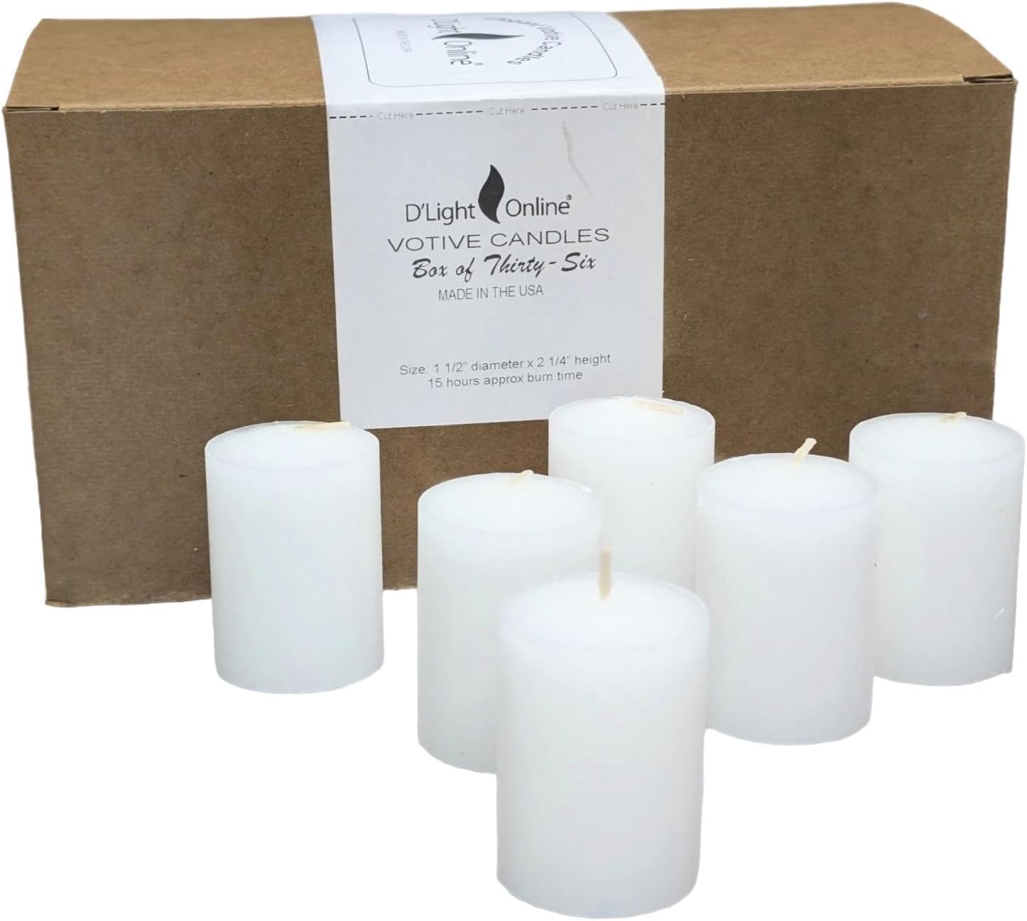 15 Hour Unscented White Emergency Votive Candles for Events