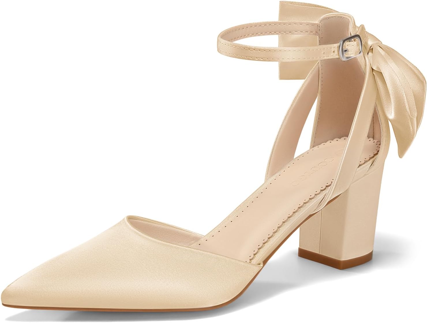 Coutgo Womens Chunky Heels Ankle Strap D'Orsay Pumps for Weddings